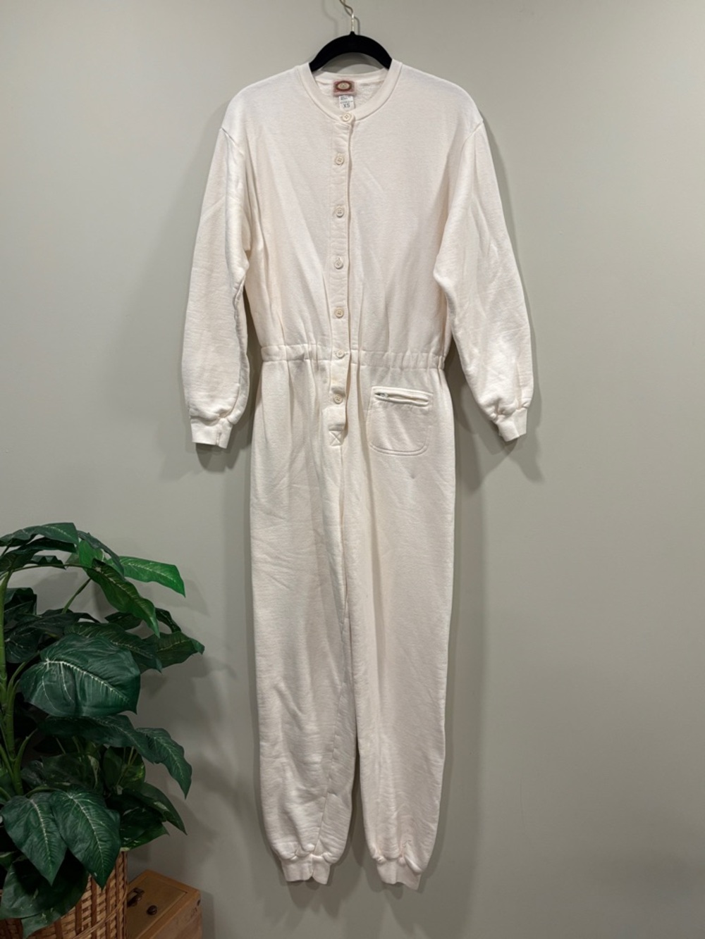 Vintage Banana Republic Cream One-Piece Button Front Jumpsuit